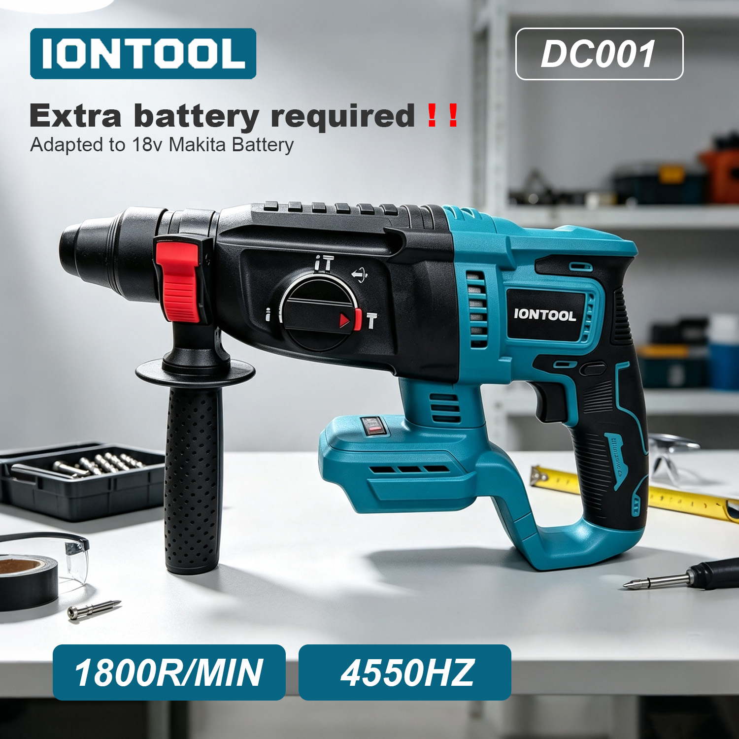 Rotary Hammer Drill 26Mm - IONTOOL 18V 26mm 4550BPM Bezszczotkowy Młotowiertarka