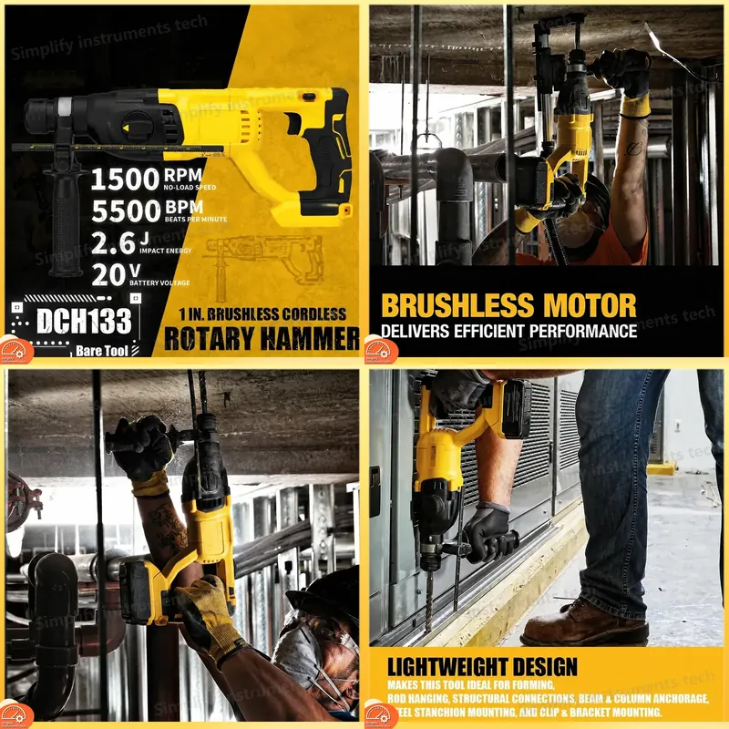 Cordless Rotary Hammer 20V Brushless - DCH133 1-calowy Bezszczotkowy Akumulatorowy Młotowiertarka SDS