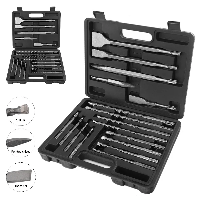 Rotary Hammer Chisel Bit Flat - 17-częściowy zestaw dłut i bitów do